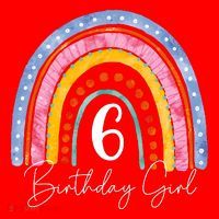 6th Birthday For Girl Rainbow 6 Year Old Birthday Santa Hat thumb 1