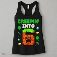 6th Birthday Gamer Pixel Style Creepin’ Into 6 Video Game Party Women's Tank Top thumb 3