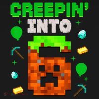 6th Birthday Gamer Pixel Style Creepin’ Into 6 Video Game Party Baby Bodysuit thumb 2
