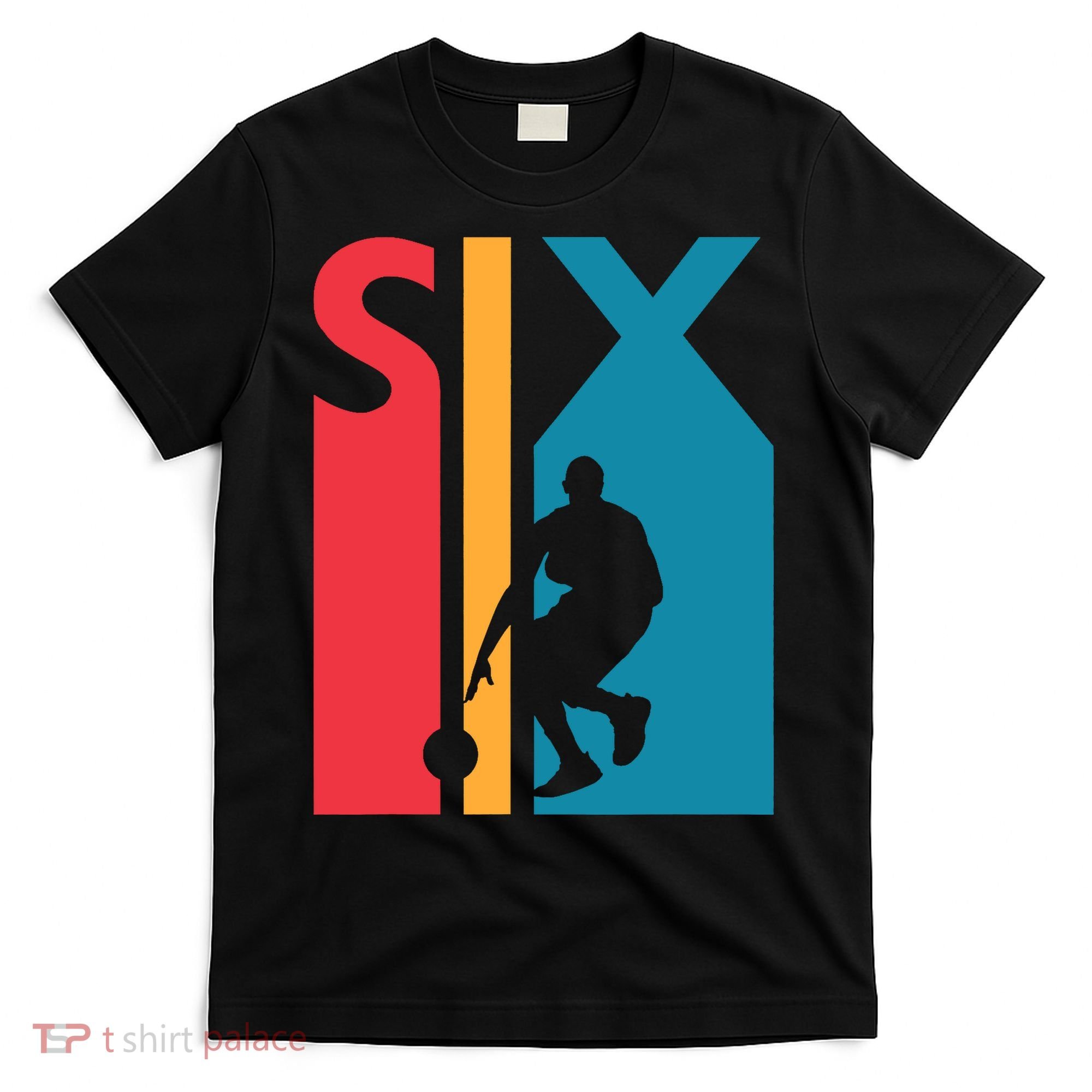 6th Birthday Gift Six Vintage Basketball 6 Year Old T-Shirt