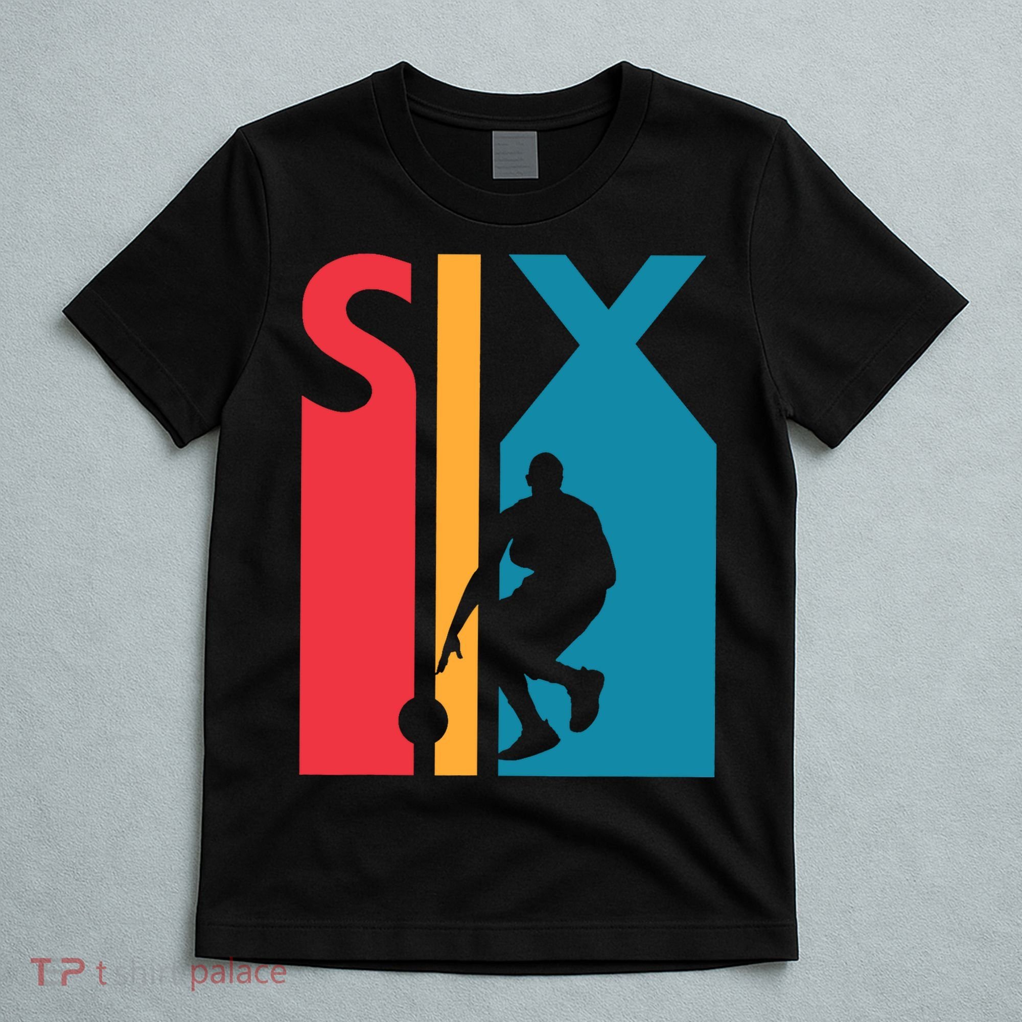6th Birthday Gift Six Vintage Basketball 6 Year Old T-Shirt