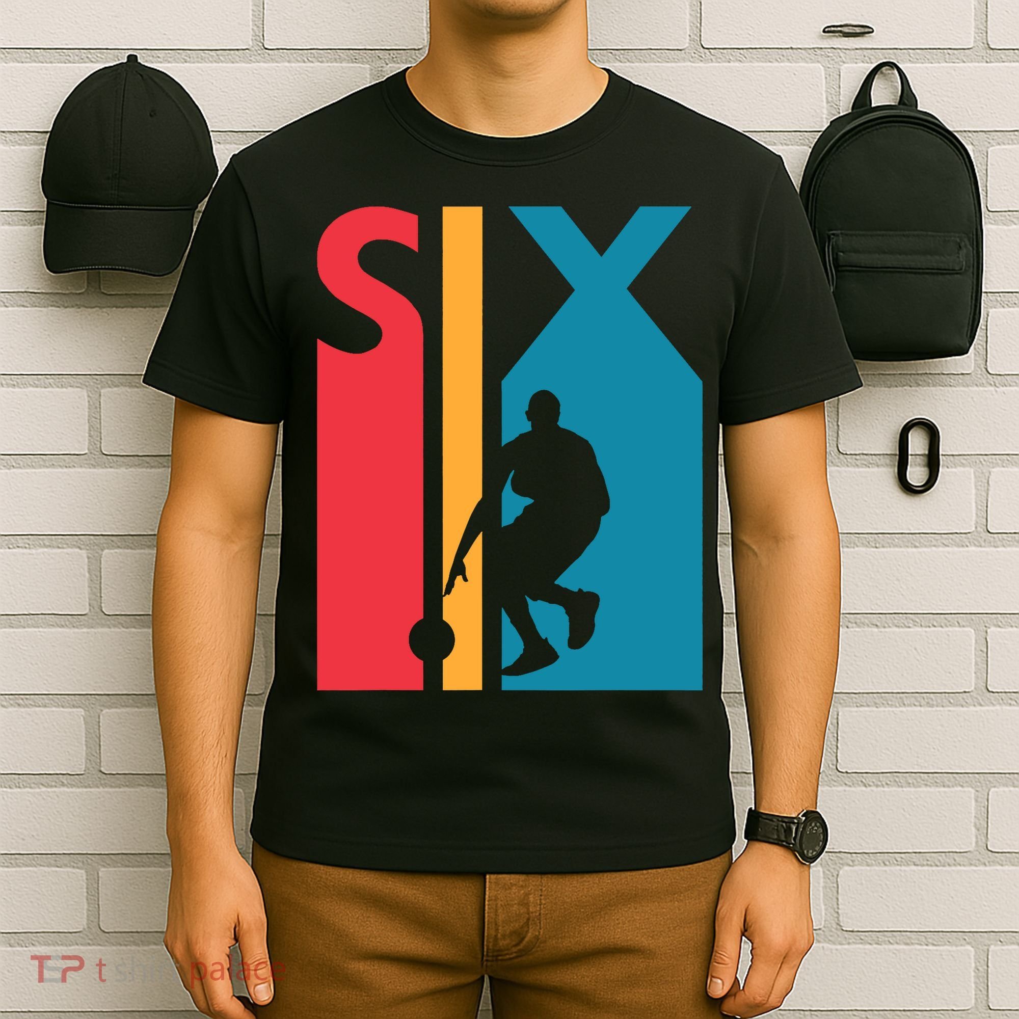 6th Birthday Gift Six Vintage Basketball 6 Year Old T-Shirt