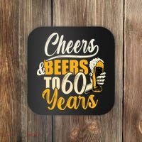 60th Birthday Gift Cheers And Beers To Sixty Years Funny Coaster thumb 0