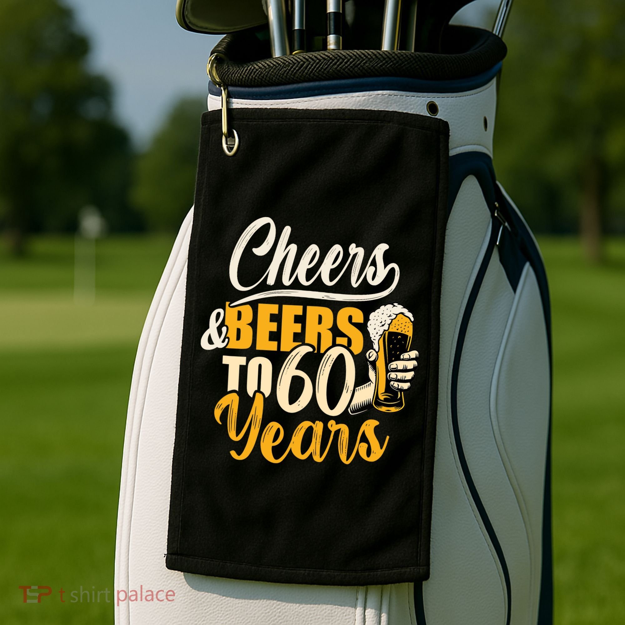 60th Birthday Gift Cheers And Beers To Sixty Years Funny Golf Towel