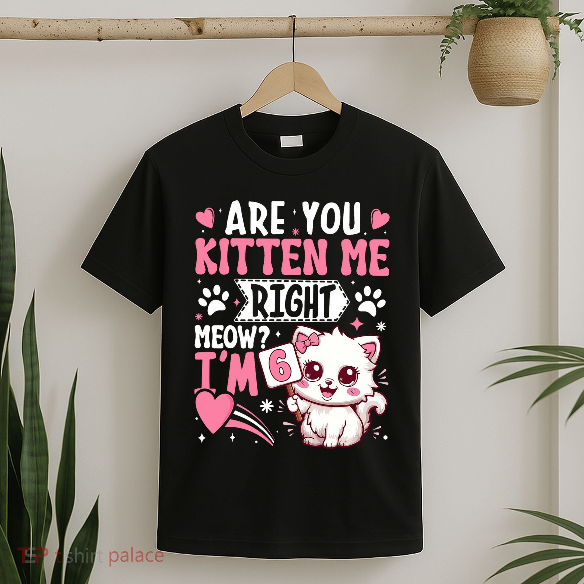 6th Birthday Girl 6 Year Old Kitten Cat Happy Bday T-Shirt