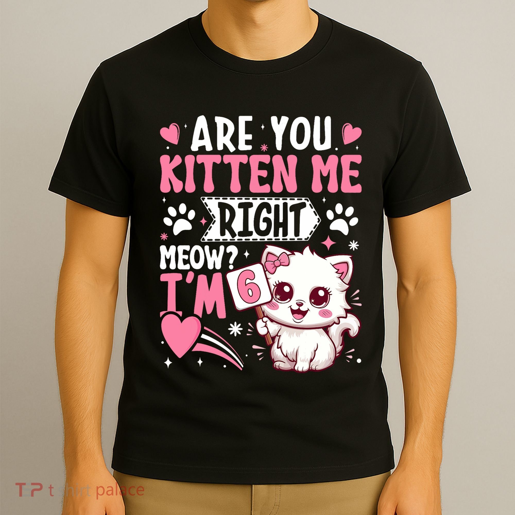 6th Birthday Girl 6 Year Old Kitten Cat Happy Bday T-Shirt