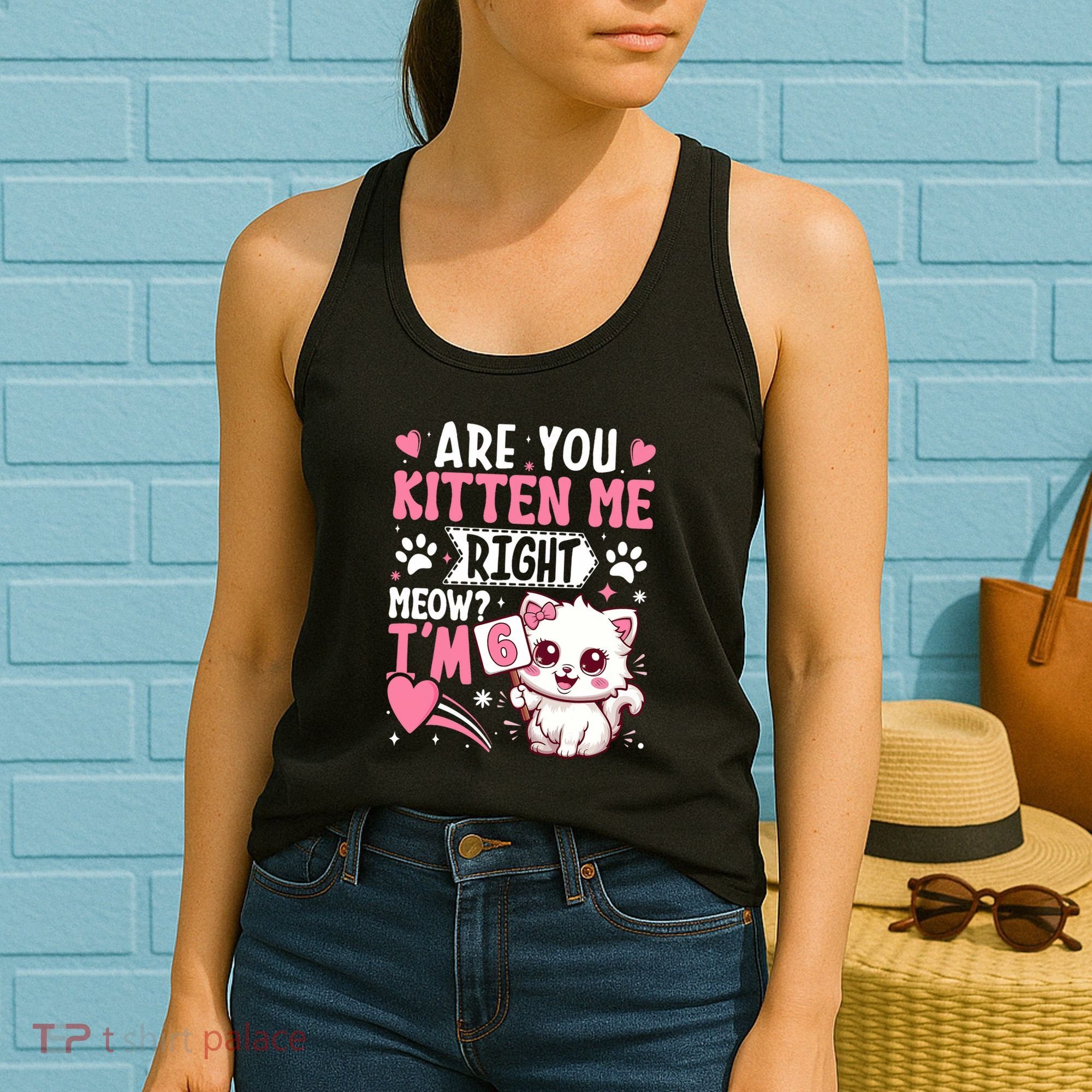 6th Birthday Girl 6 Year Old Kitten Cat Happy Bday Women's Tank Top