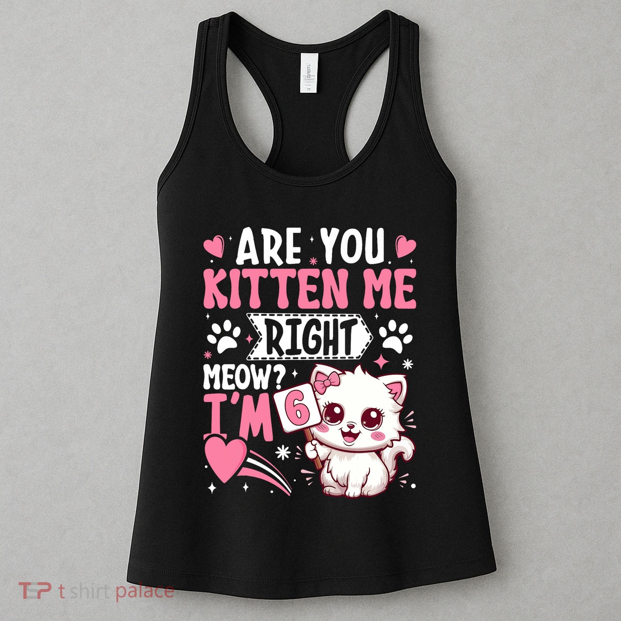 6th Birthday Girl 6 Year Old Kitten Cat Happy Bday Women's Tank Top