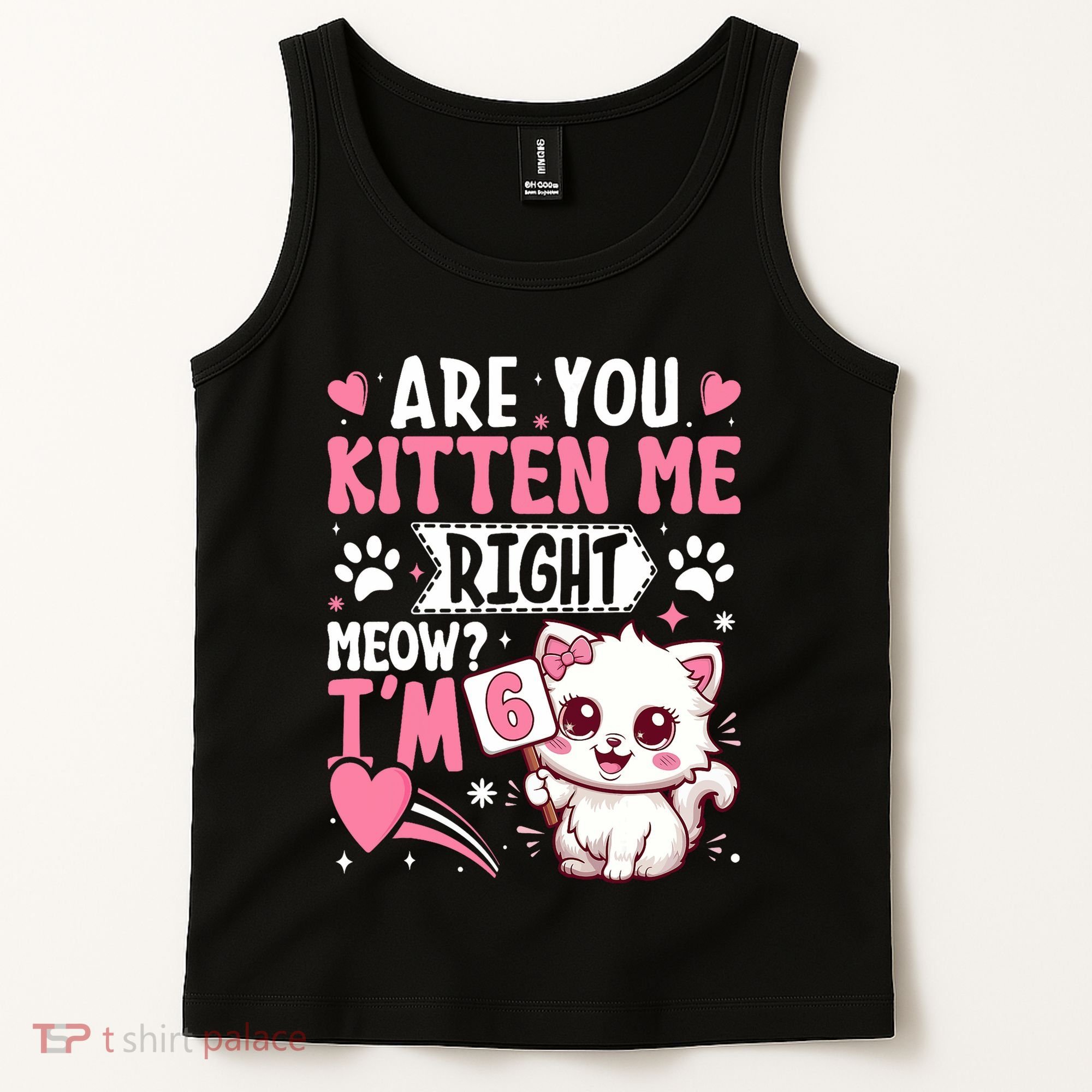 6th Birthday Girl 6 Year Old Kitten Cat Happy Bday Tank Top