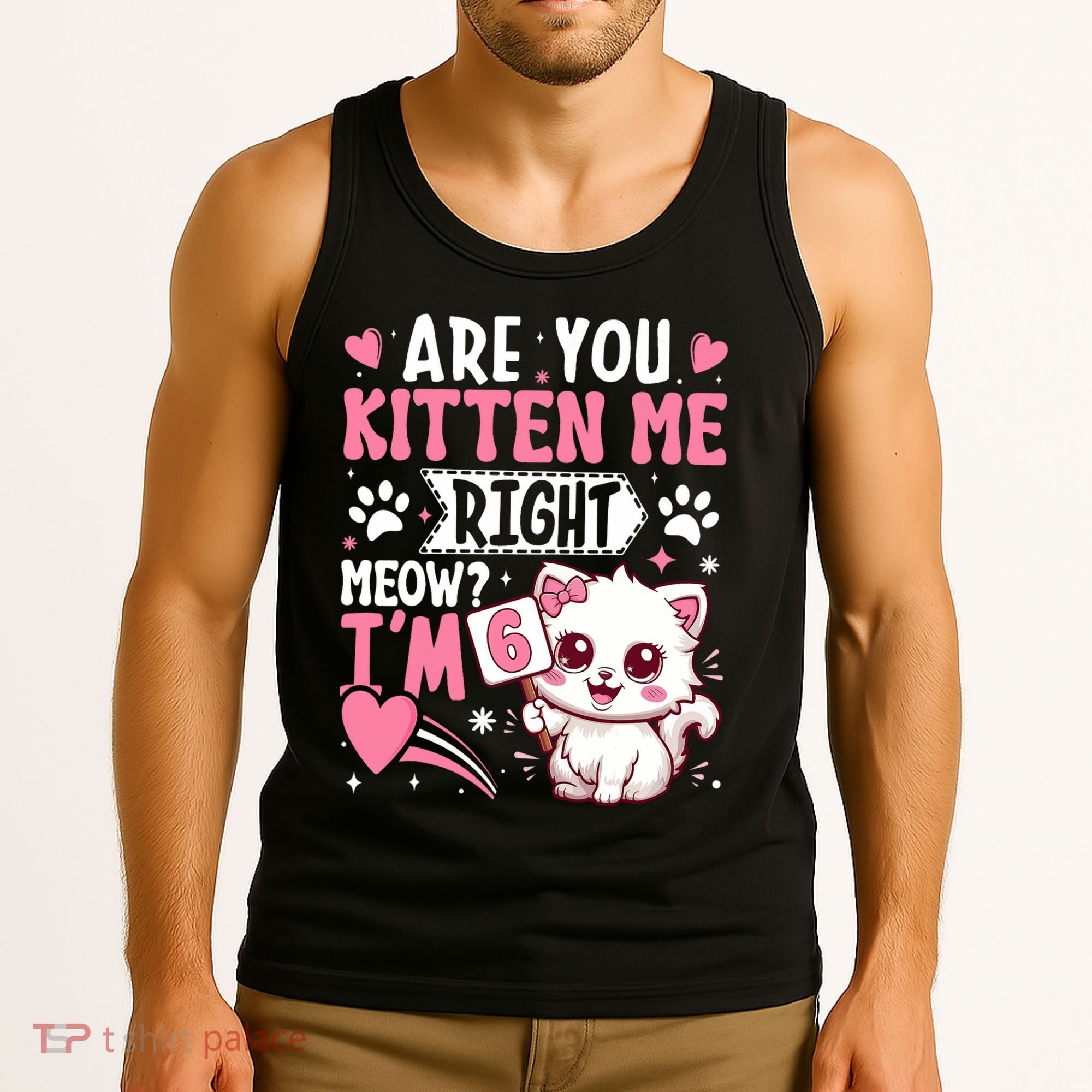 6th Birthday Girl 6 Year Old Kitten Cat Happy Bday Tank Top