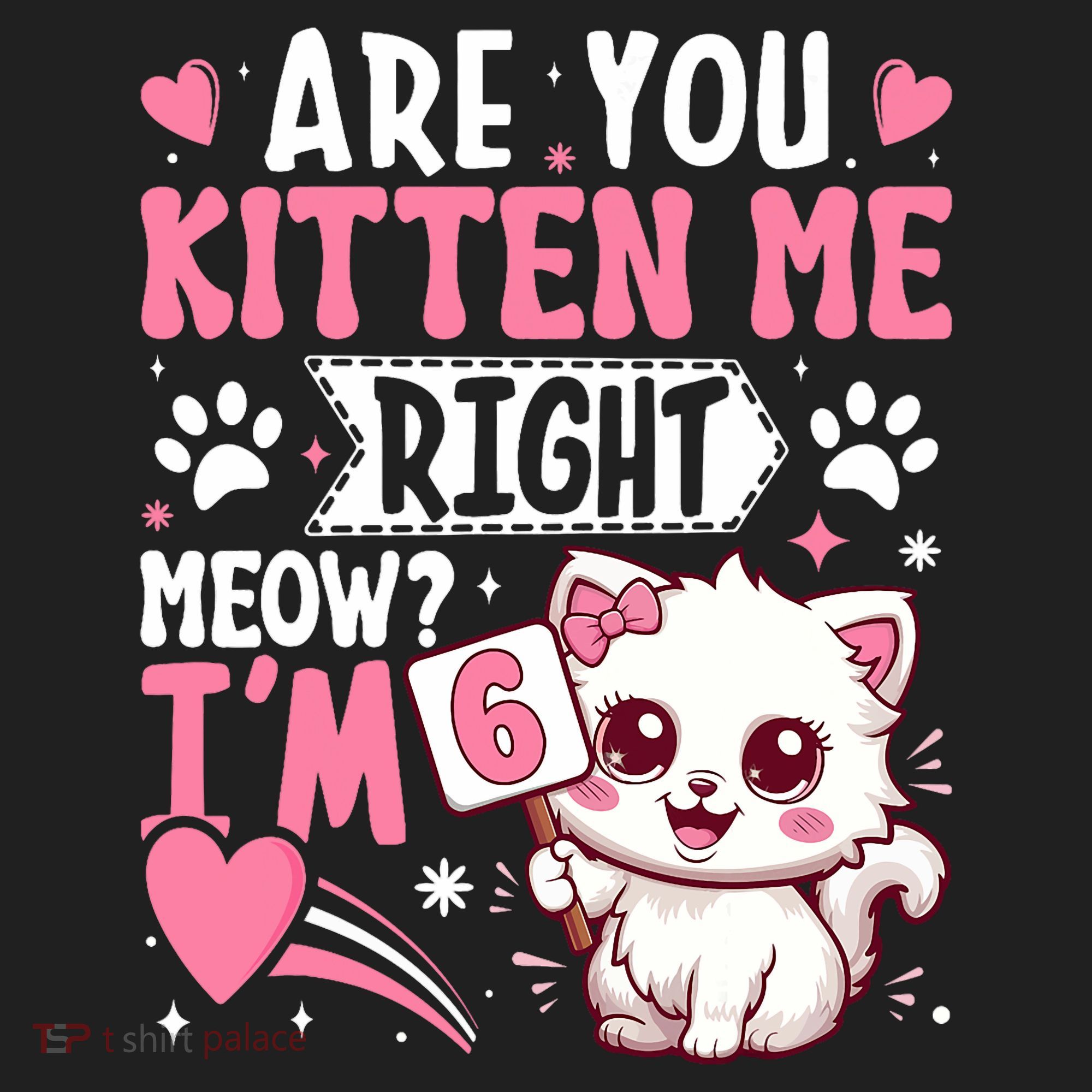 6th Birthday Girl 6 Year Old Kitten Cat Happy Bday Golf Towel
