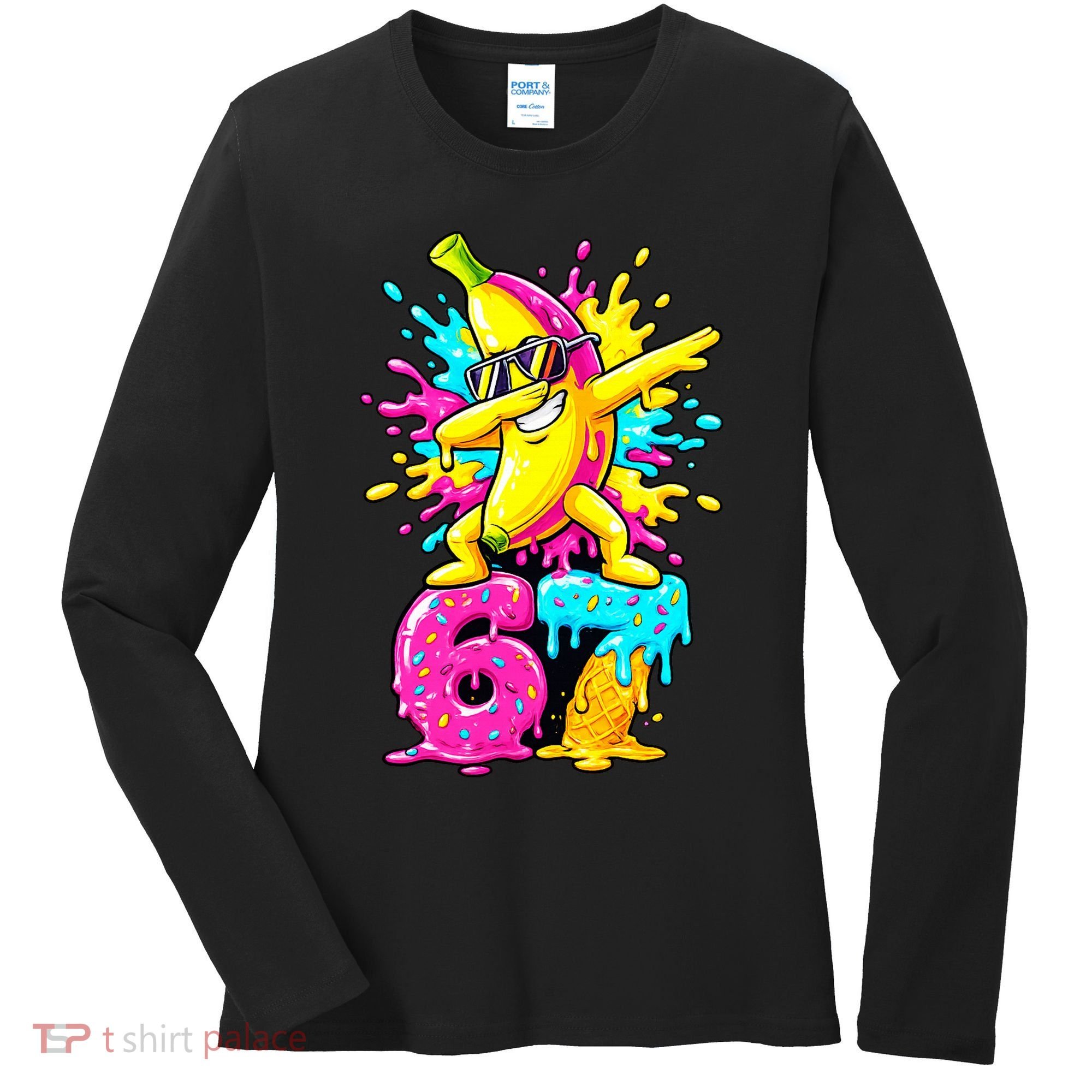 67 Baseball Ice Cream Six Seven Banana Women's Long Sleeve Shirt