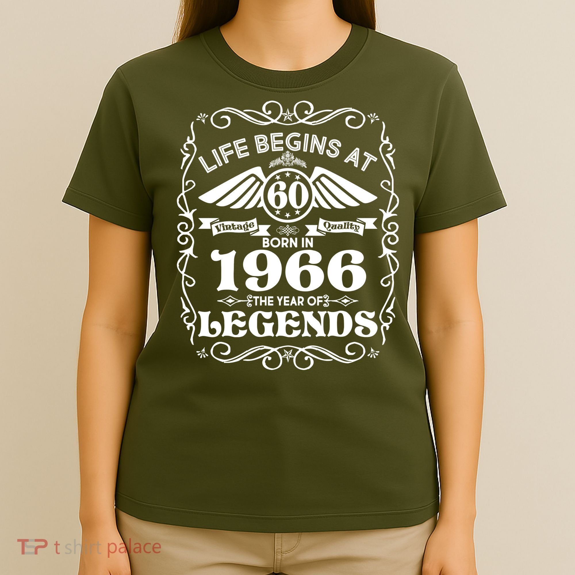 60th Birthday Life Begins At 60 Born In 1966 The Year Of Legends T-Shirt