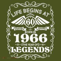 60th Birthday Life Begins At 60 Born In 1966 The Year Of Legends T-Shirt thumb 7