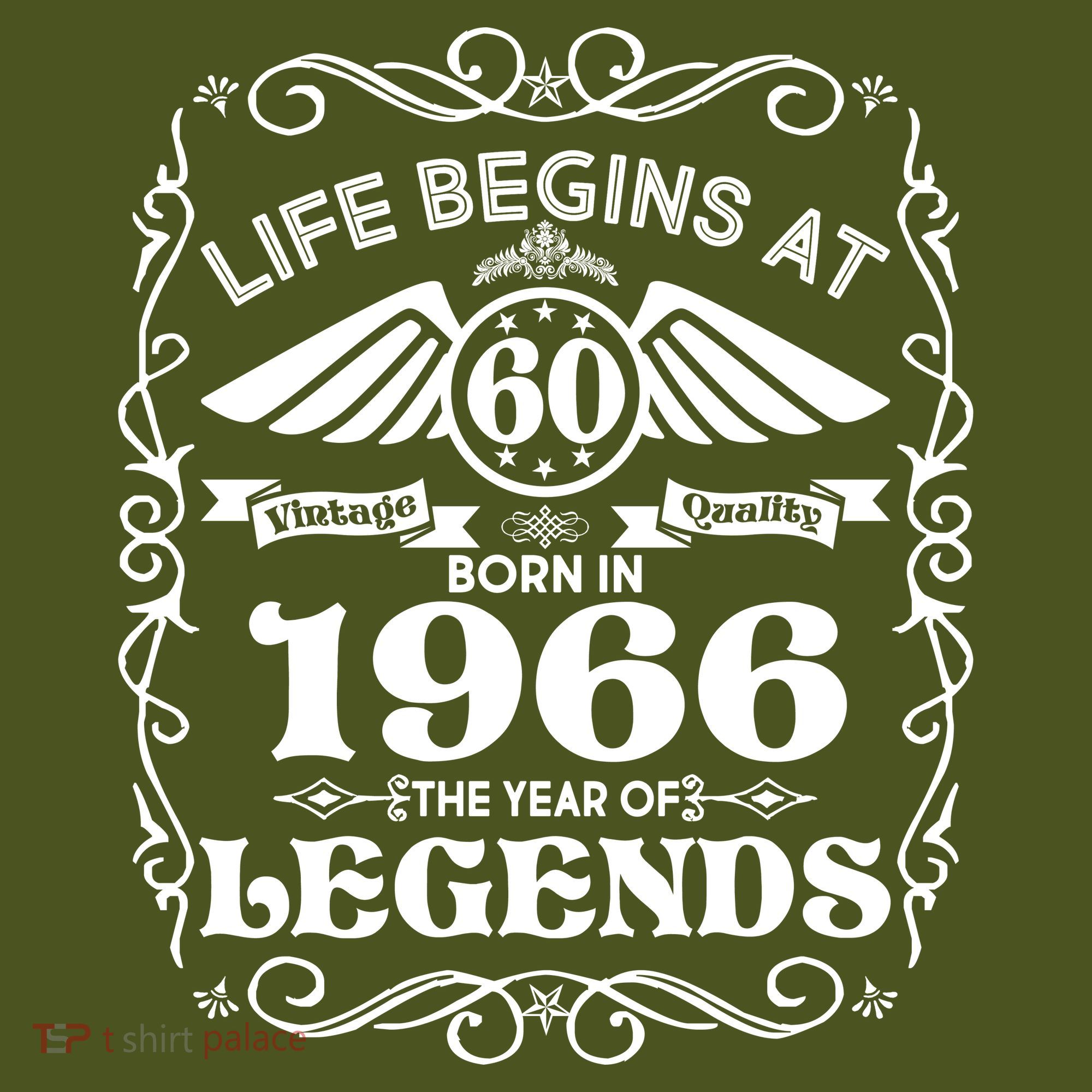 60th Birthday Life Begins At 60 Born In 1966 The Year Of Legends T-Shirt