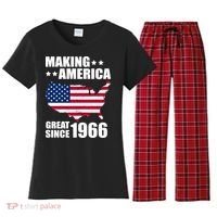 60th Birthday Making American Great Since 1966 Women's Flannel Pajama Set thumb 0