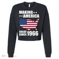 60th Birthday Making American Great Since 1966 Cropped Pullover Crew thumb 0