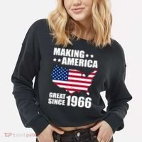 60th Birthday Making American Great Since 1966 Cropped Pullover Crew thumb 2