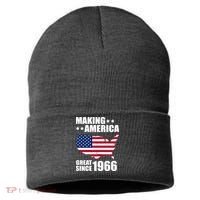 60th Birthday Making American Great Since 1966 Sustainable Knit Beanie thumb 0