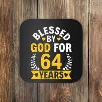 64th Birthday Man Woman Blessed By God For 64 Years Coaster thumb 0