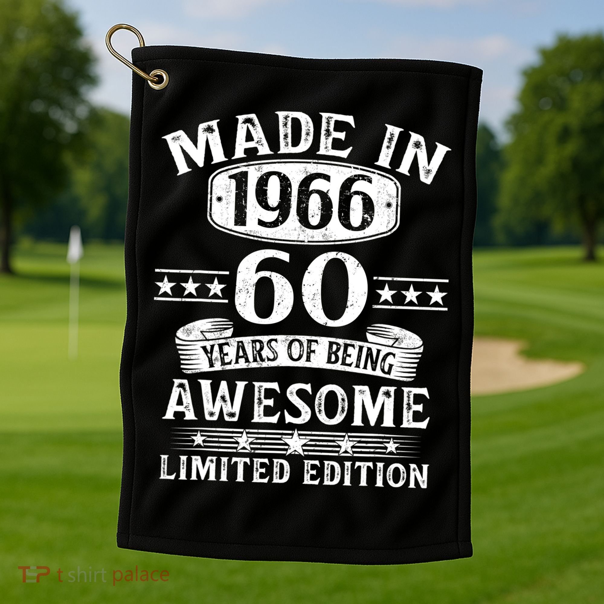 60th Birthday Made In 1966 60 Years Of Being Awesome Limited Edition Golf Towel