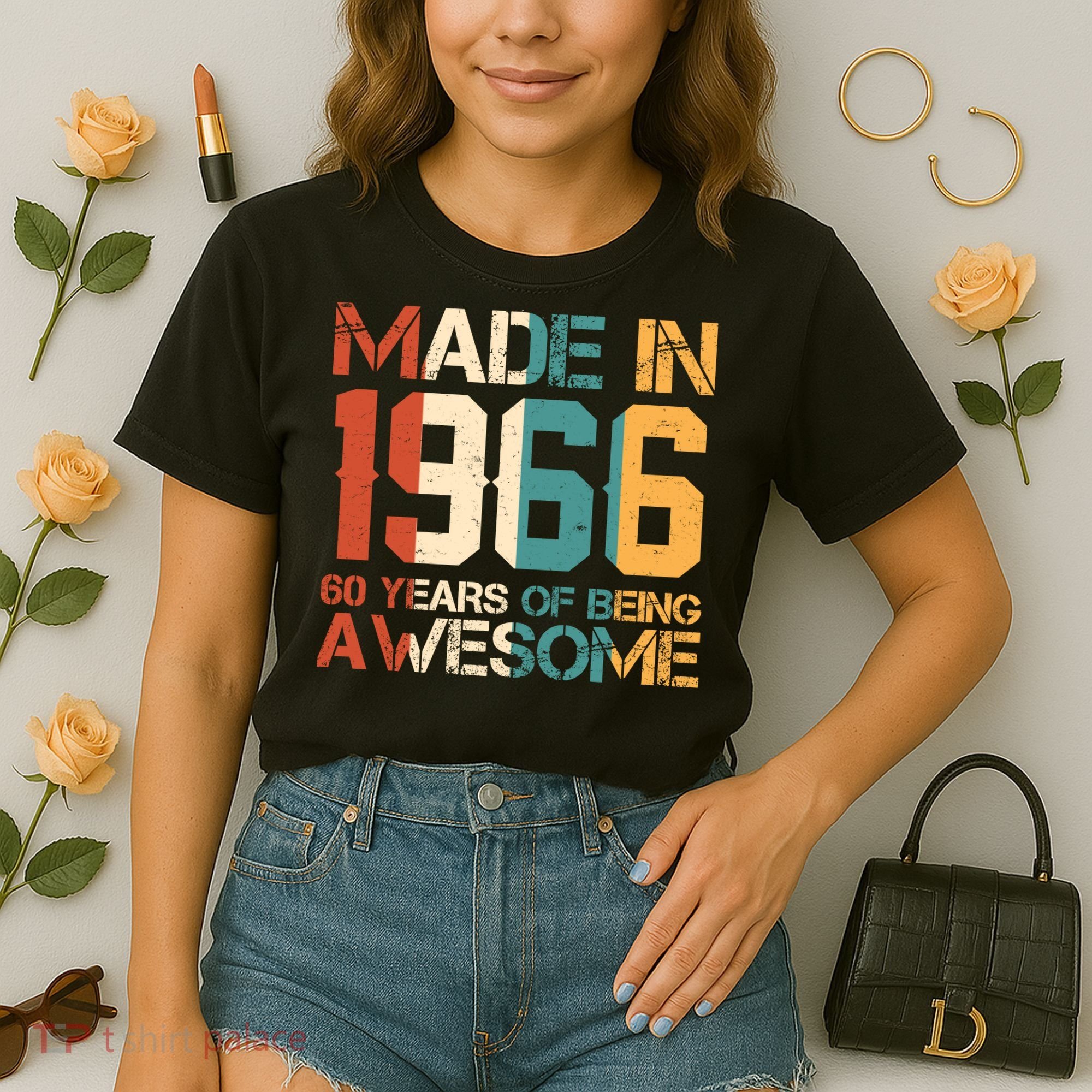 60th Birthday Made In 1966 60 Years Of Being Awesome Comfort Colors Boxy T-Shirt