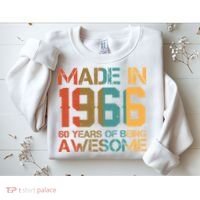 60th Birthday Made In 1966 60 Years Of Being Awesome Sweatshirt thumb 2