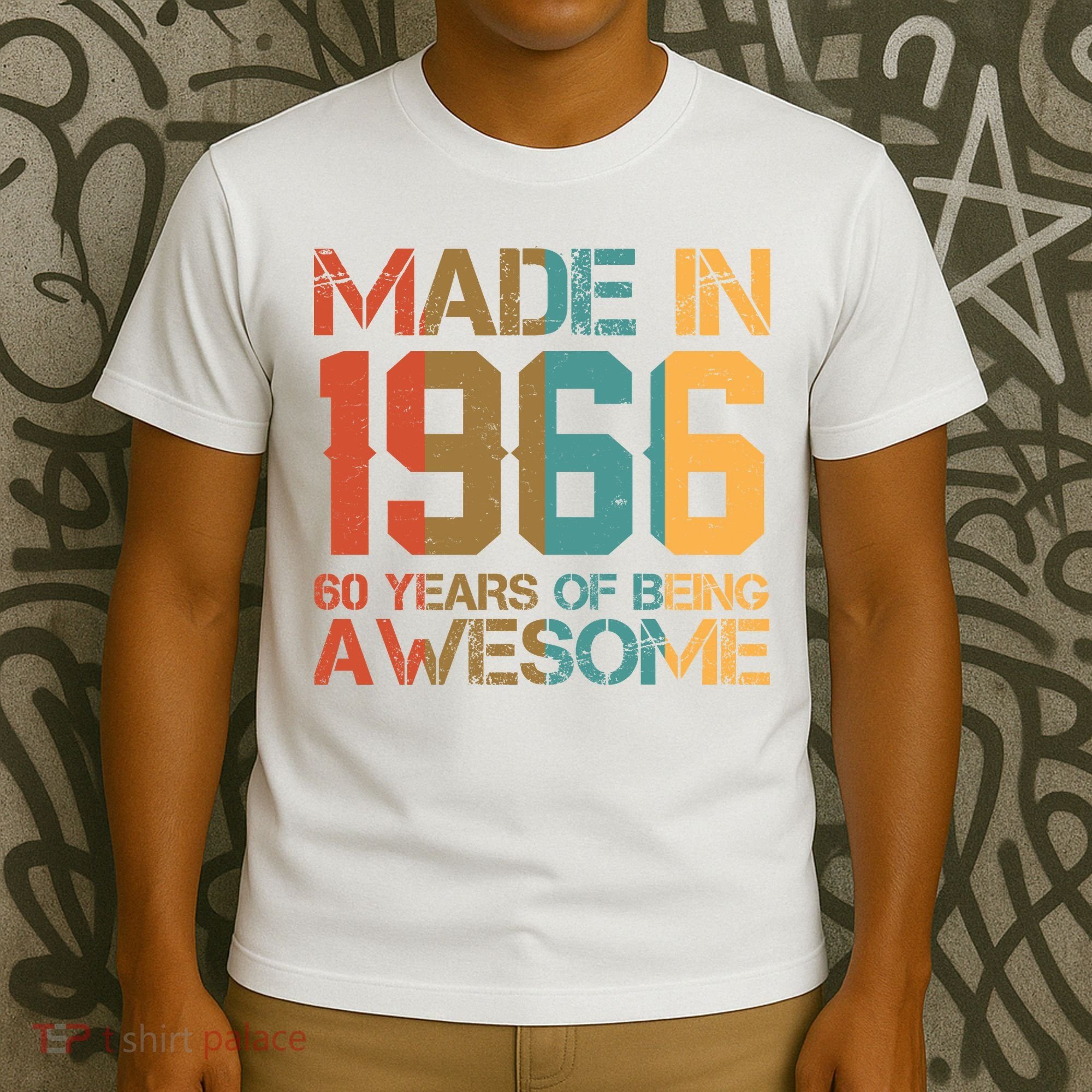60th Birthday Made In 1966 60 Years Of Being Awesome T-Shirt