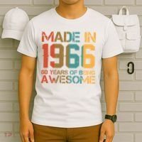 60th Birthday Made In 1966 60 Years Of Being Awesome T-Shirt thumb 6