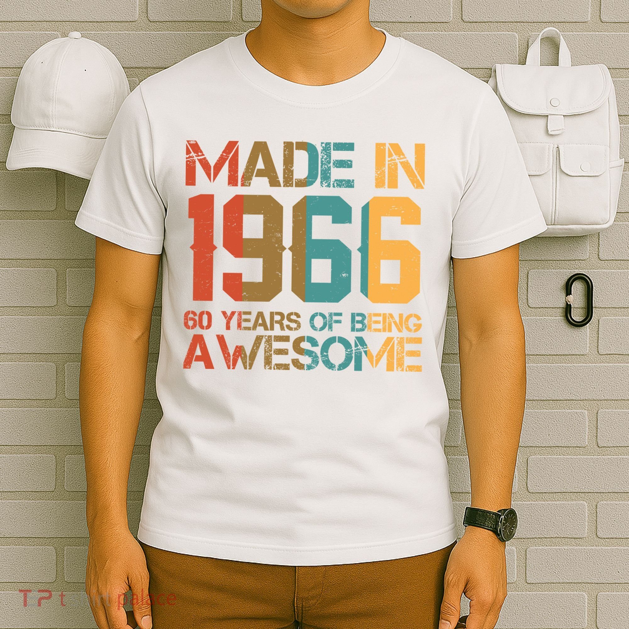 60th Birthday Made In 1966 60 Years Of Being Awesome T-Shirt