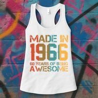 60th Birthday Made In 1966 60 Years Of Being Awesome Women's Tank Top thumb 3