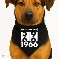 60th Birthday Oldometer 1966 USA-Made Doggie Bandana thumb 1
