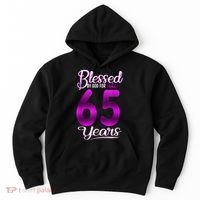 65th Birthday Present Gifts Blessed by God for 65 Years Old Crown Hoodie thumb 0