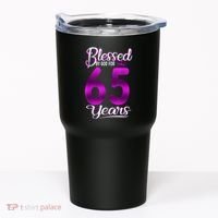 65th Birthday Present Gifts Blessed by God for 65 Years Old Crown Tumbler thumb 0