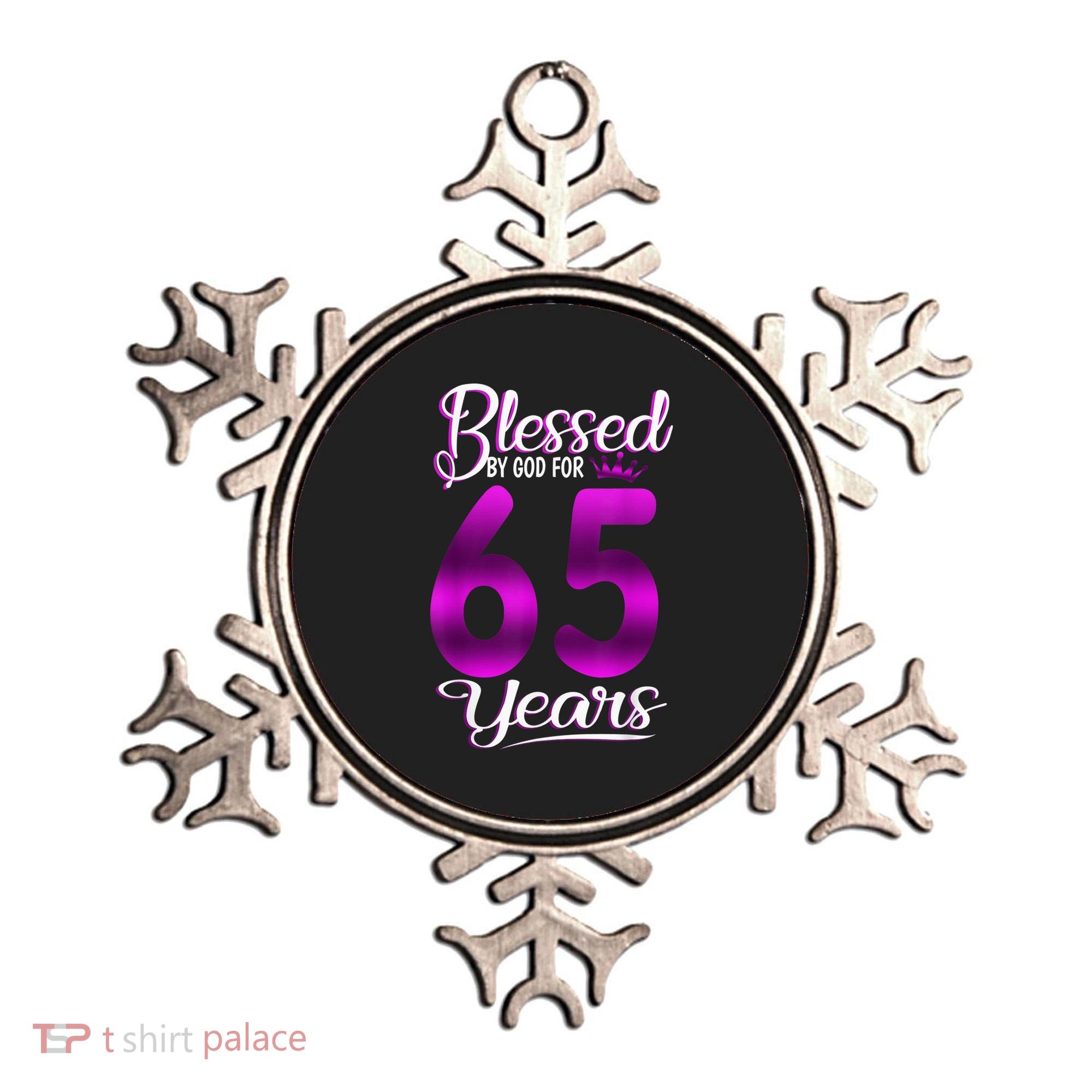 65th Birthday Present Gifts Blessed by God for 65 Years Old Crown Ornament