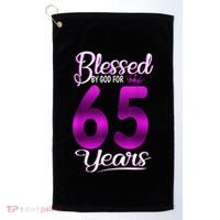 65th Birthday Present Gifts Blessed by God for 65 Years Old Crown Golf Towel thumb 0