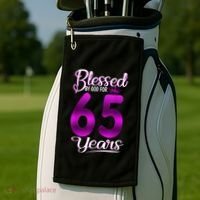 65th Birthday Present Gifts Blessed by God for 65 Years Old Crown Golf Towel thumb 2