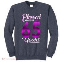 65th Birthday Present Gifts Blessed by God for 65 Years Old Crown Sweatshirt thumb 0