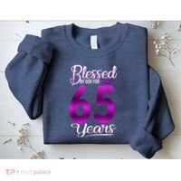 65th Birthday Present Gifts Blessed by God for 65 Years Old Crown Sweatshirt thumb 2