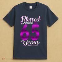 65th Birthday Present Gifts Blessed by God for 65 Years Old Crown T-Shirt thumb 4