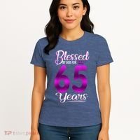 65th Birthday Present Gifts Blessed by God for 65 Years Old Crown Women's T-Shirt thumb 4