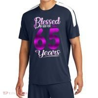 65th Birthday Present Gifts Blessed by God for 65 Years Old Crown Sport-Tek Competitor United Soccer Jersey thumb 0