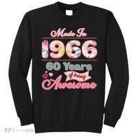 60th Birthday Pink Floral Made In 1966 Years Of Being Awesome Sweatshirt thumb 0