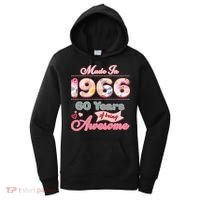 60th Birthday Pink Floral Made In 1966 Years Of Being Awesome Women's Hoodie thumb 0