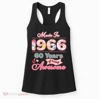 60th Birthday Pink Floral Made In 1966 Years Of Being Awesome Women's Tank Top thumb 0