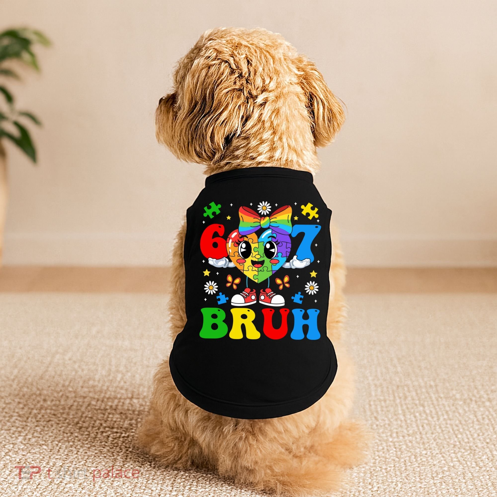 67 Bruh Puzzle Heart Autism Awareness Doggie Tank