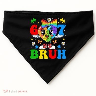 67 Bruh Puzzle Heart Autism Awareness USA-Made Doggie Bandana