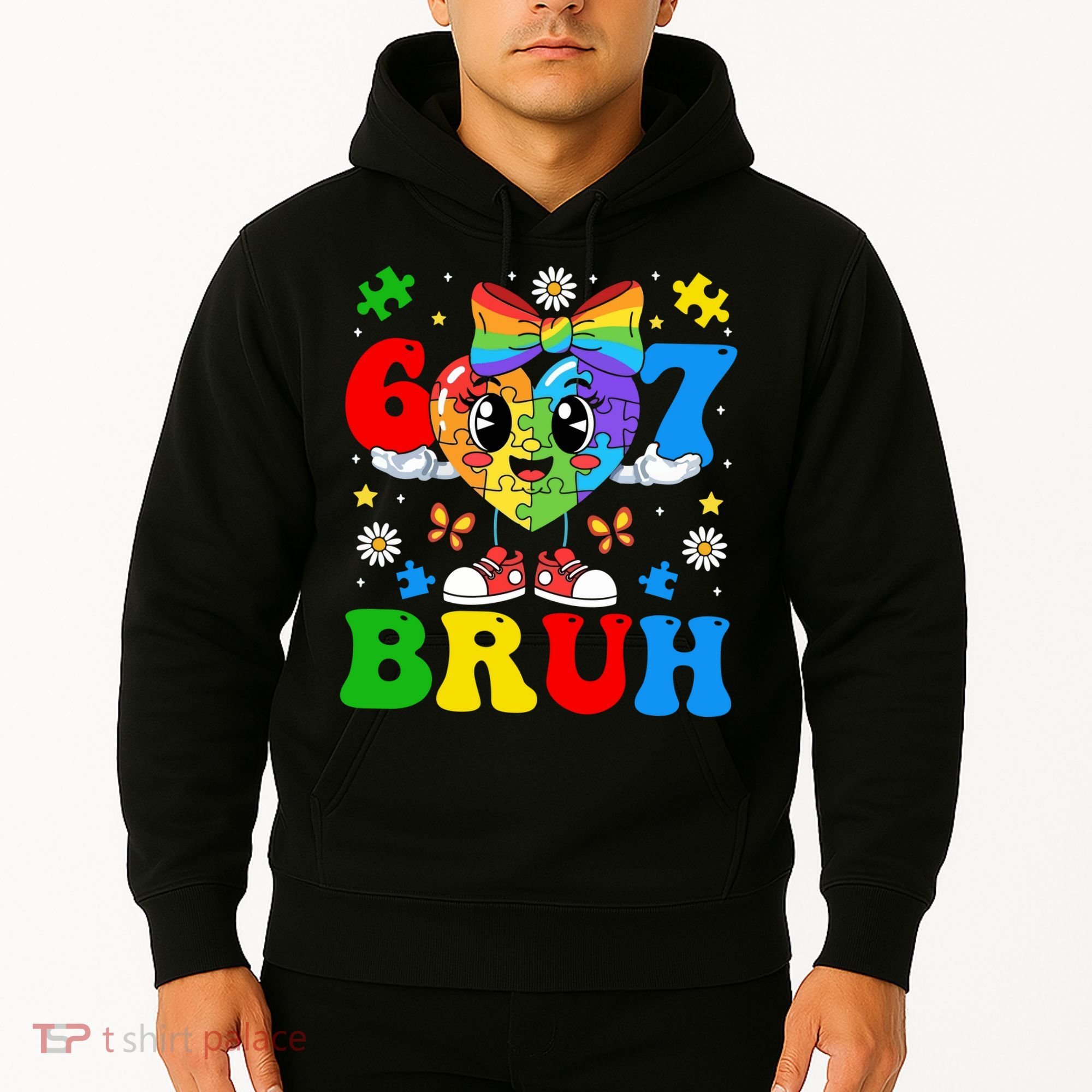 67 Bruh Puzzle Heart Autism Awareness Hoodie