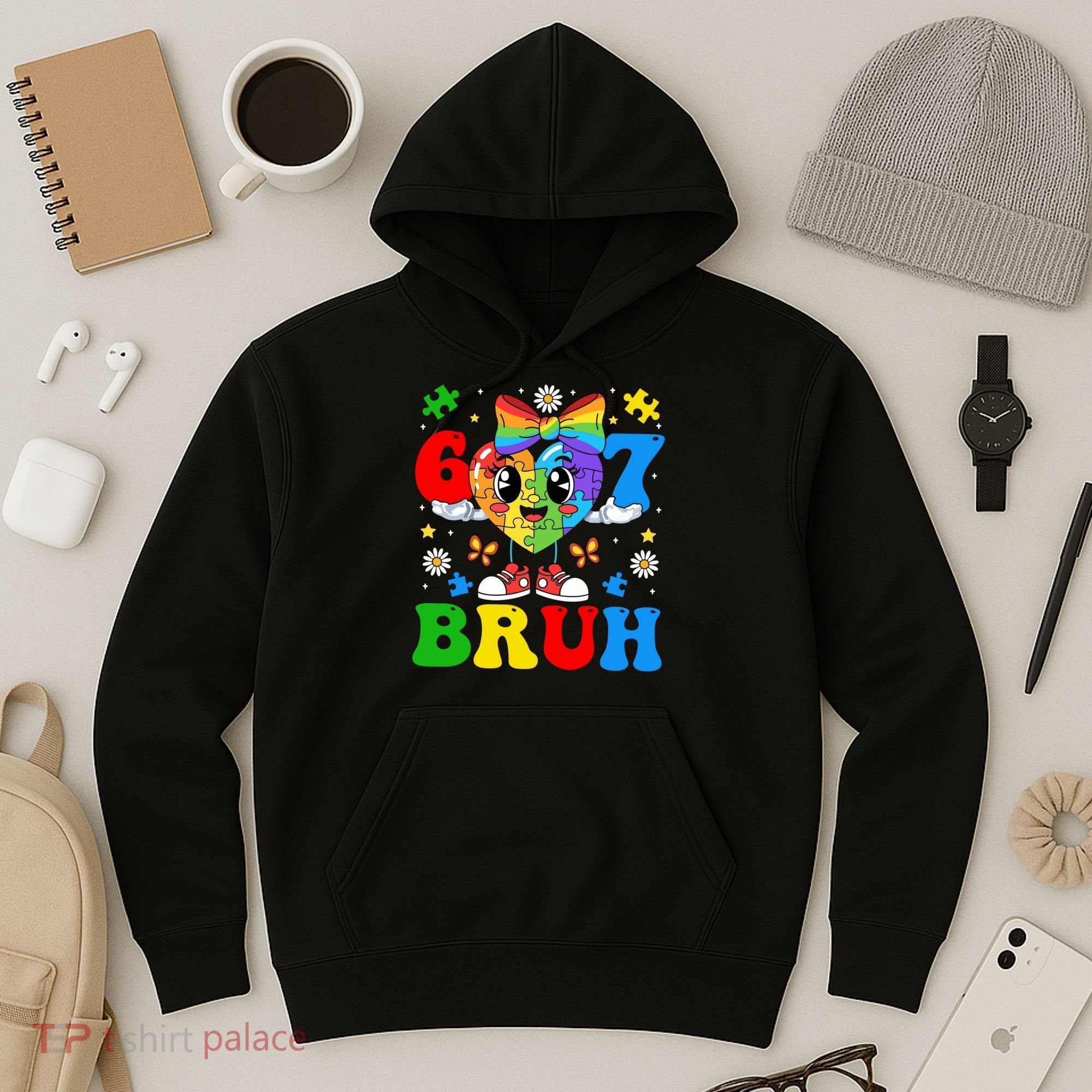 67 Bruh Puzzle Heart Autism Awareness Hoodie