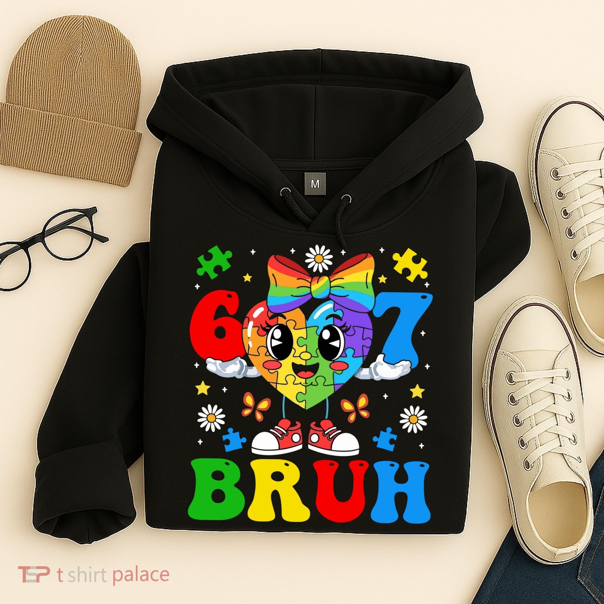 67 Bruh Puzzle Heart Autism Awareness Hoodie